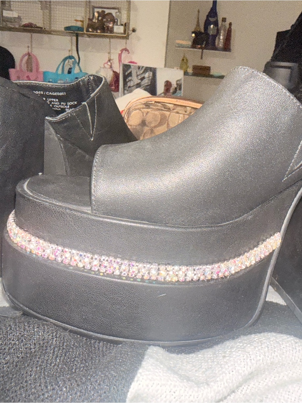 Steve Madden Platform Heels with Rhinestones by hand